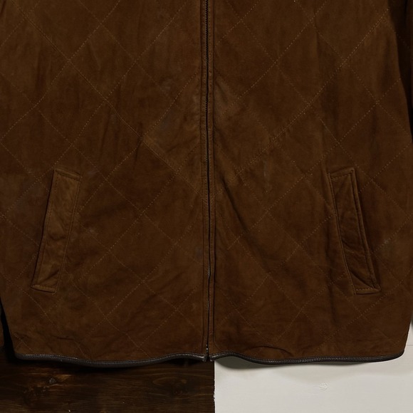 Peter Millar Suede Quilted Leather Jacket Men's XL Brown - Picture 3 of 10